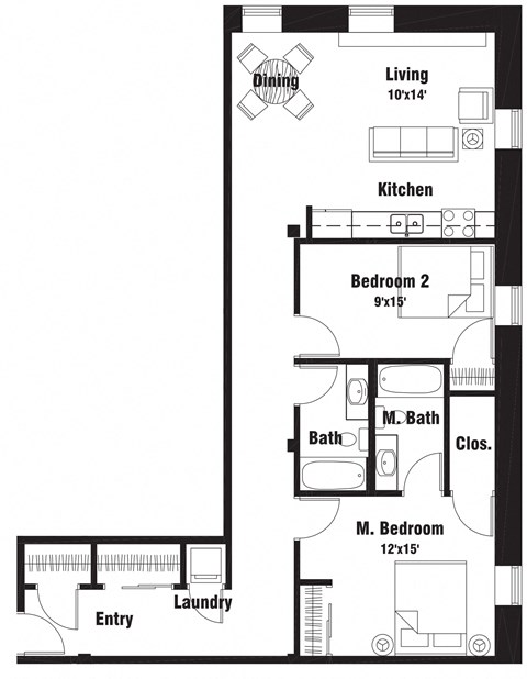 C1 Floor Plan at Riverpoint Lofts, Des Moines, 50309  